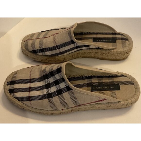 Burberry Nova Check Plaid Espadrille Mules Flats Size 38 US 8 - Picture 6 of 7